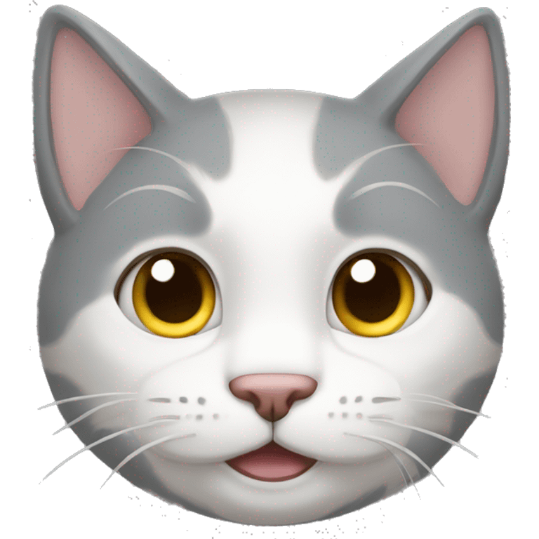 Gato gris y blanco llorando emoji