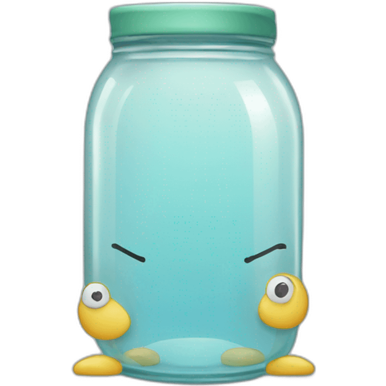 a glass jar standing on the floor between two legs emoji