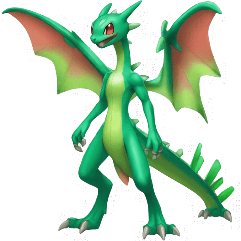 Anthro Cool Edgy Legendary Colorful Shy Shiny Fakemon-Pokémon-Flygon-Fantasy-Creature With Full Body Detailed High Quality emoji