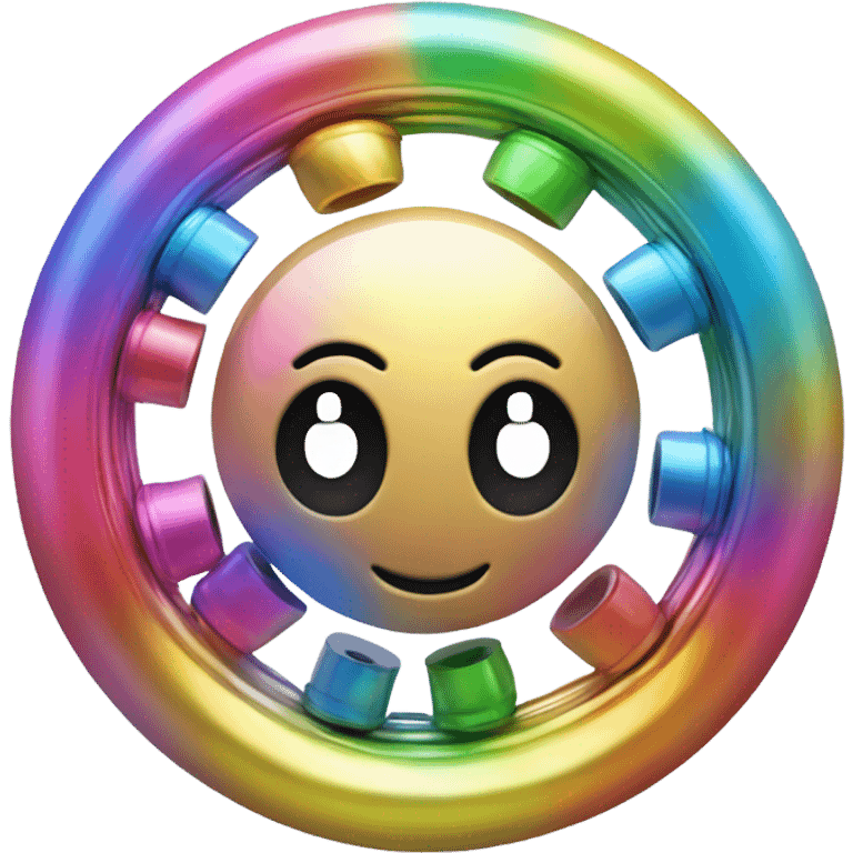 Metal cute Kirby ball driving on 4 car wheels emoji