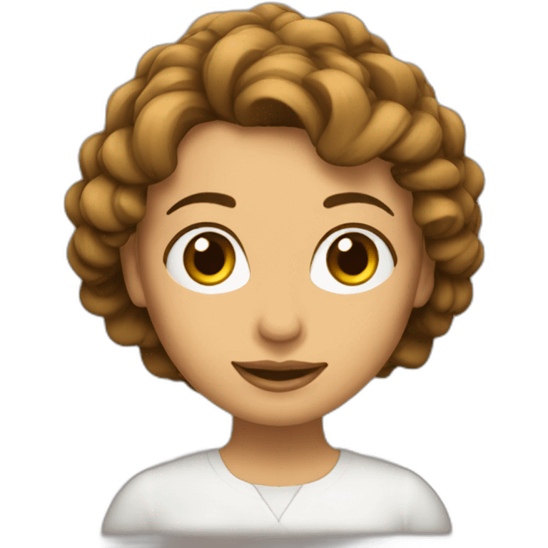 Mujer pelo castaño ondulado largo emoji