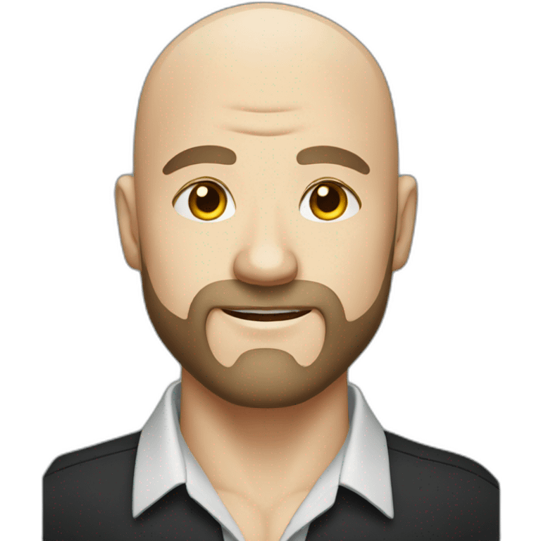 white bald man with beard in shirt and tie, wrestler emoji