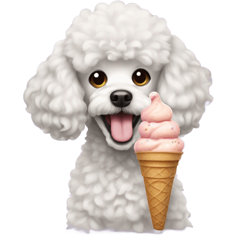  poodle eating ice cream emoji