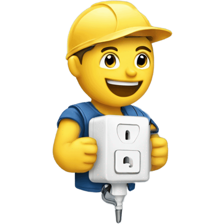 electrician holding an american wall plug emoji