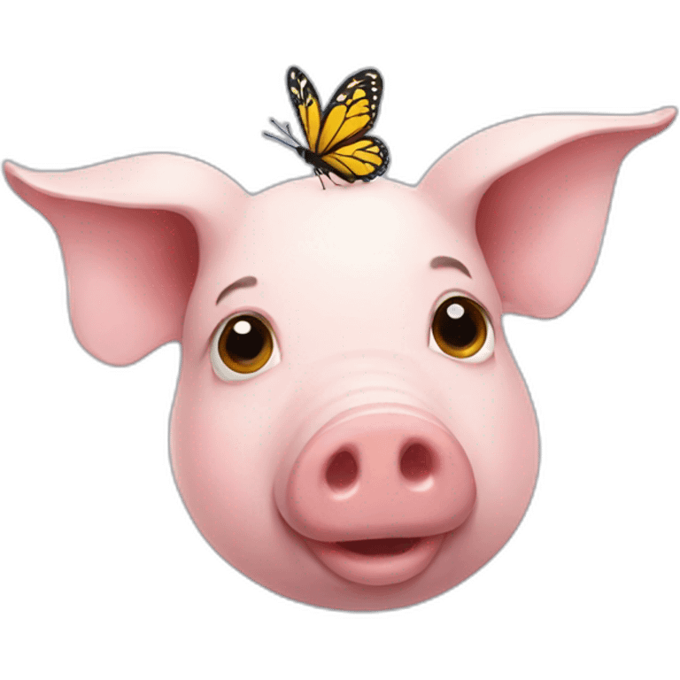 A pig with a little butterfly on his head emoji