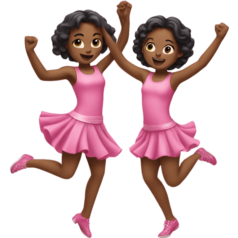 Two girls dancing pink  emoji