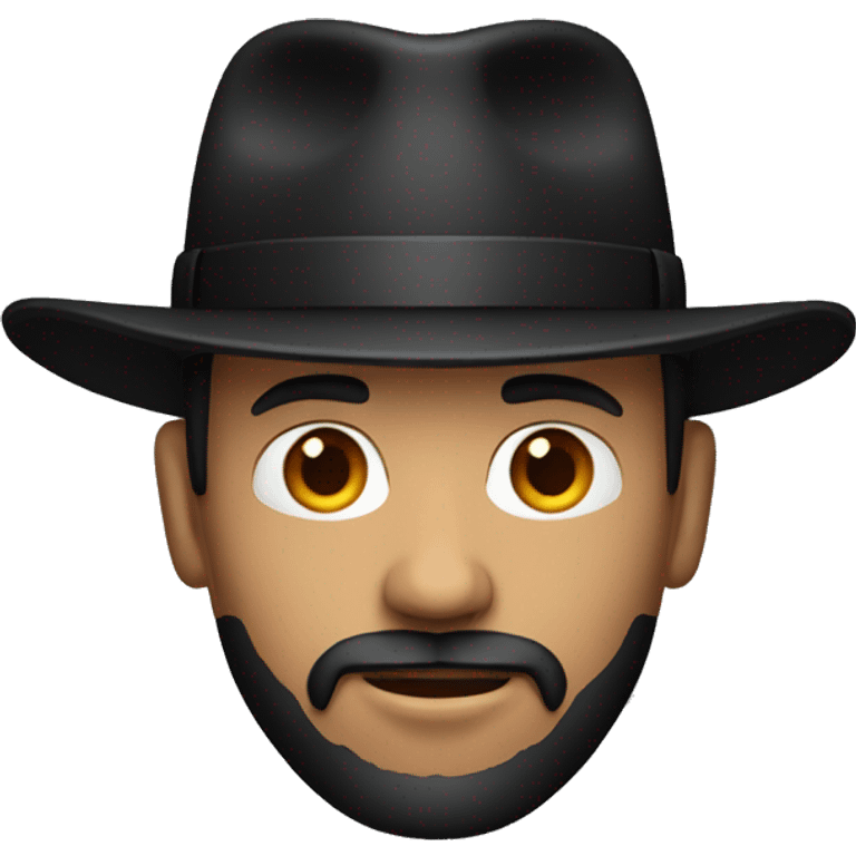 Red skinned man with black fedora and black goatee emoji