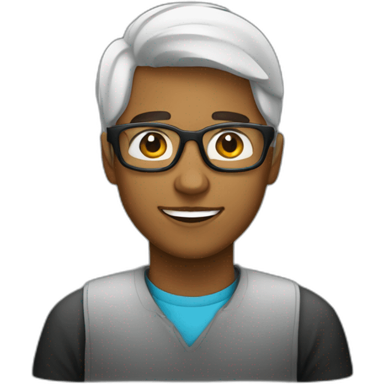 joven con lentes negros y bata de laboratorio emoji