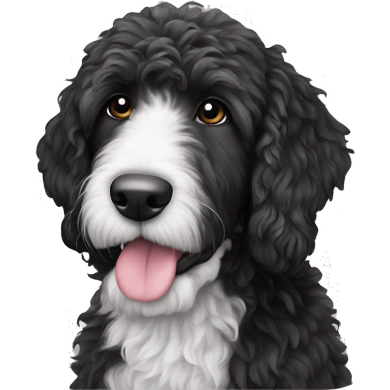 Black and white Bernadoodle emoji