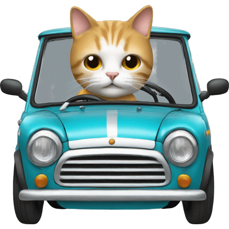 Cat driving à Austin mini car  emoji