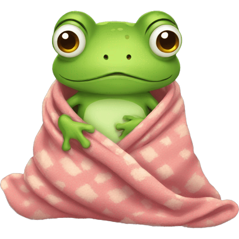 frog cozy in blanket emoji