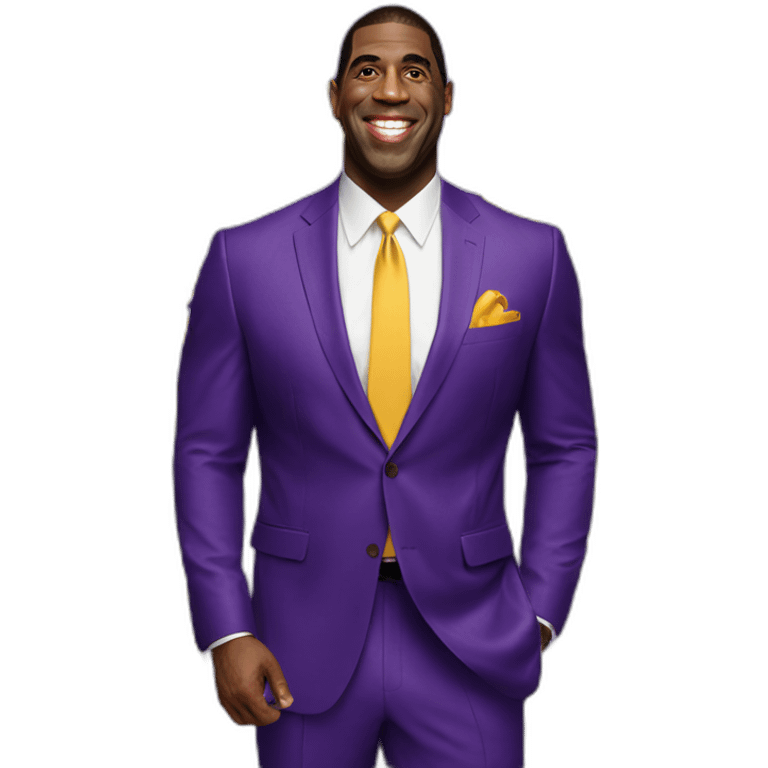 Magic Johnson with lakers team suit emoji