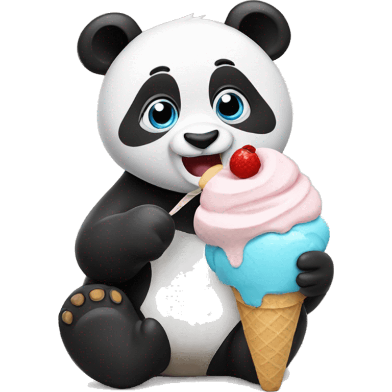 Panda eating ice cream emoji