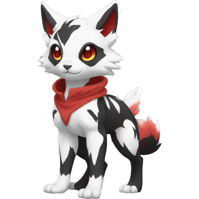 Cute cool black red white animal hybrid Fakemon full body emoji