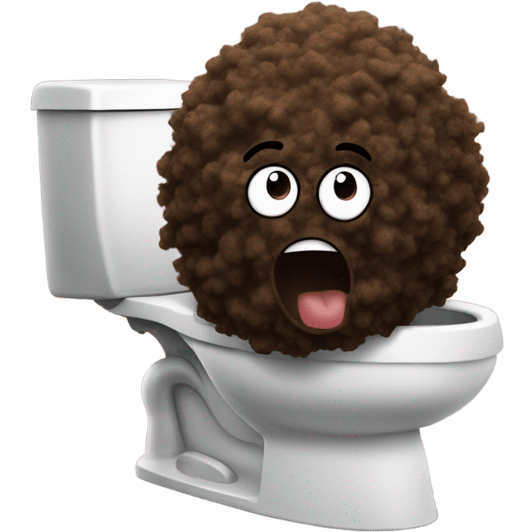 A pile of Poo with Afro hair and 2 legs running away from toilet emoji