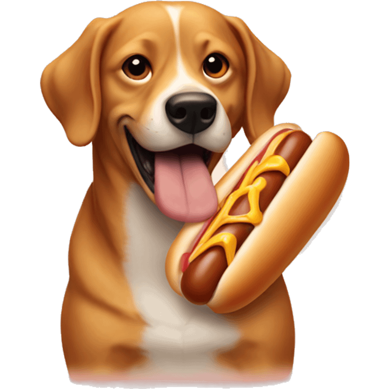 Dog eating a hot dog emoji