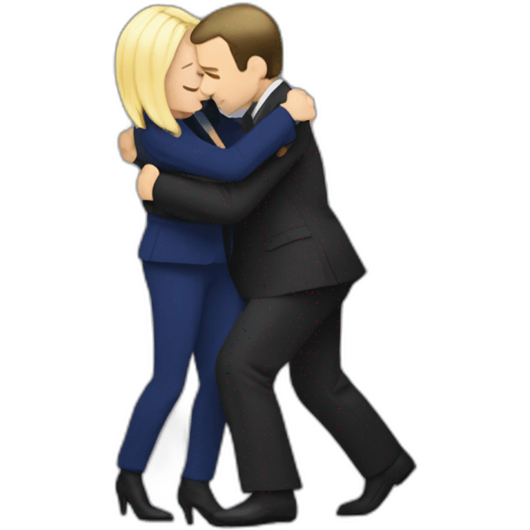 Macron hug marine lepen emoji