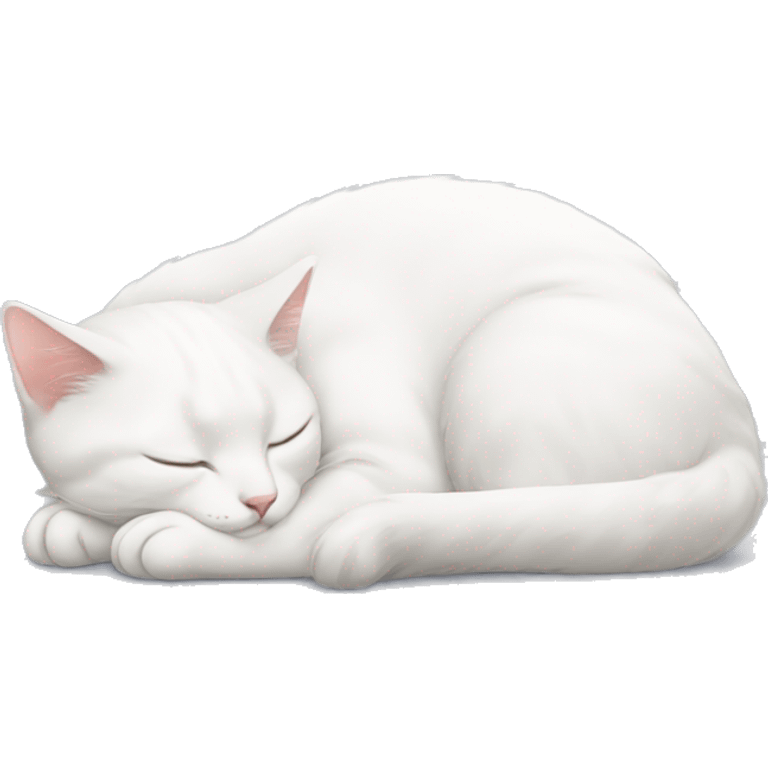 White cat laying down sleeping  emoji