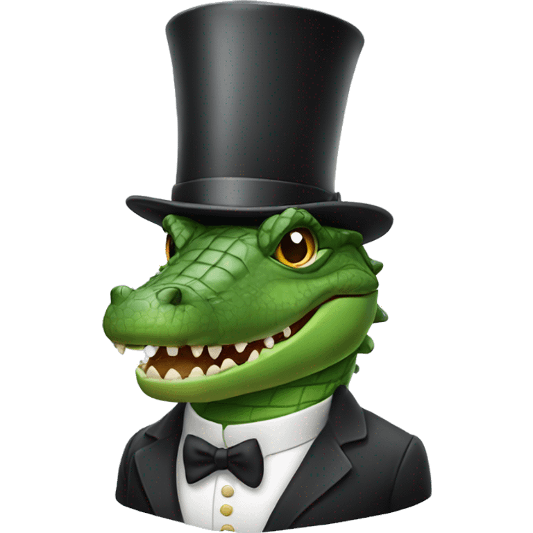 Crocodile with a top hat emoji