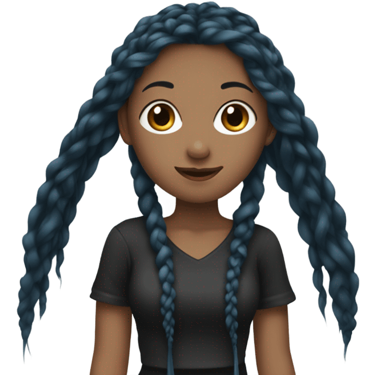 Girl with long blue braids with long bangs and black top emoji