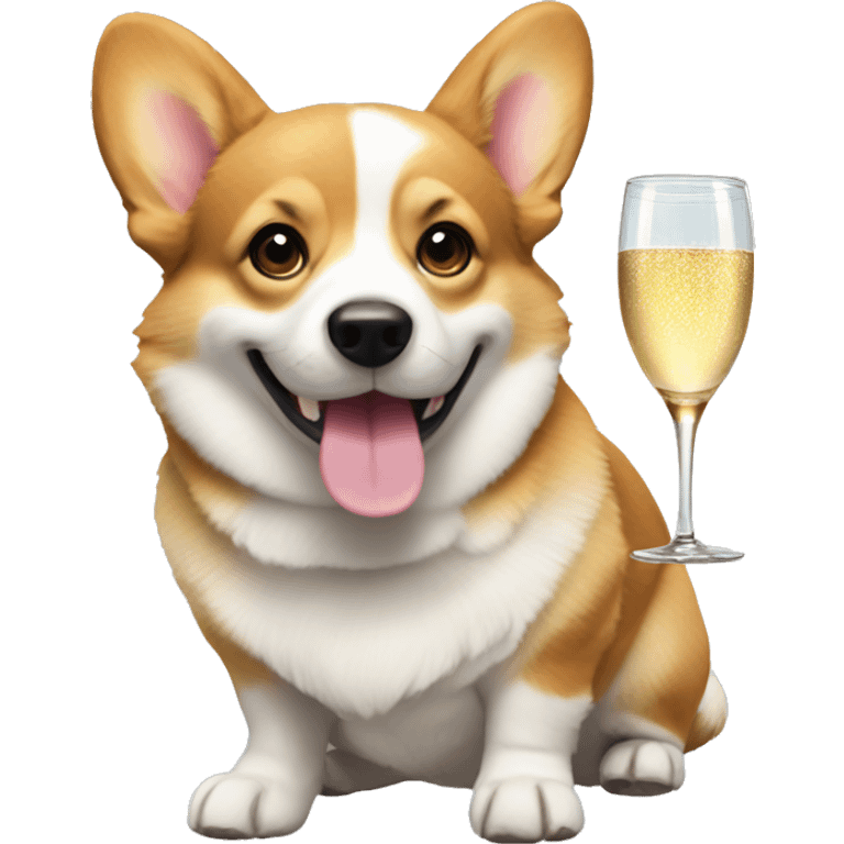 Corgi with champagne emoji