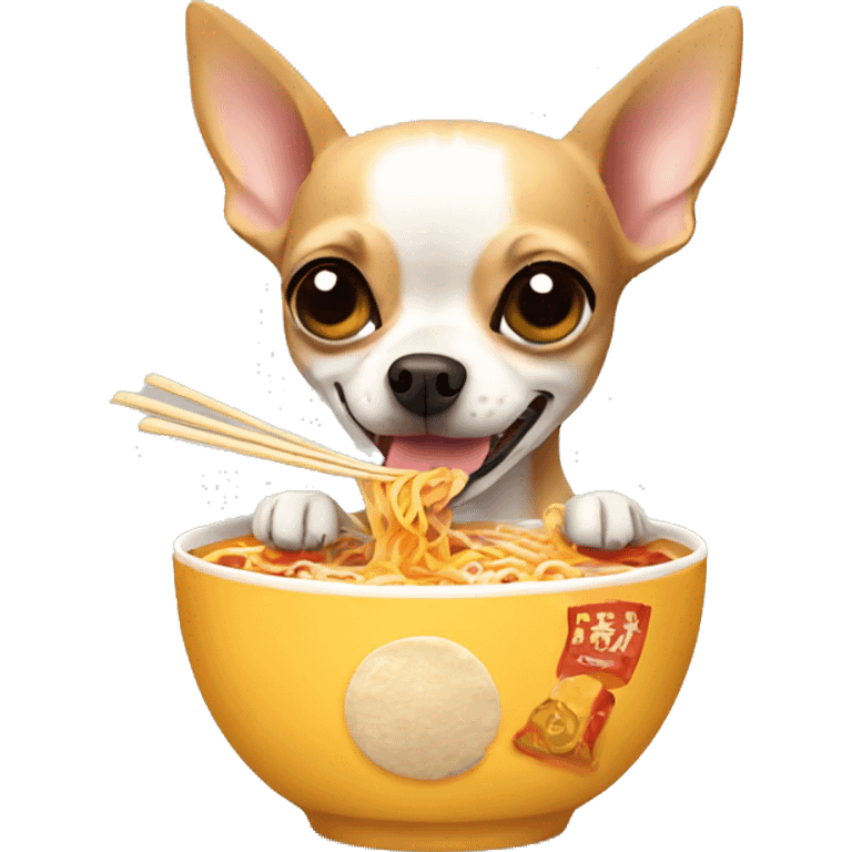 Chihuahua eating cup ramen emoji