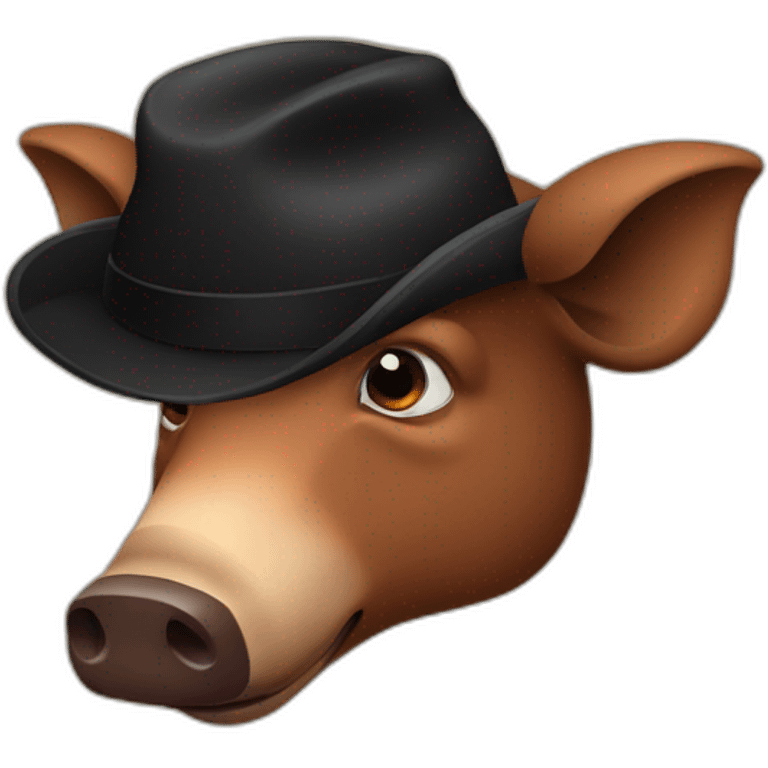 fullface emotionless brown boar with black winter hat emoji