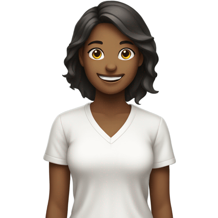 smiling girl in white shirt emoji