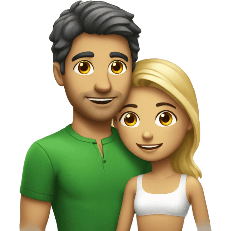 Brazilian girl and italian man abracing emoji