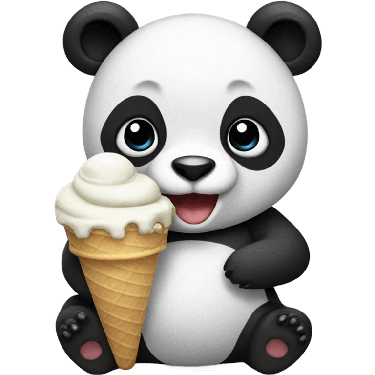 Panda eating ice cream emoji