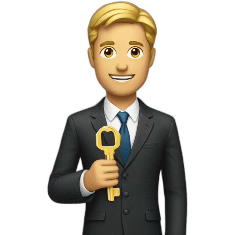 Man in suit holding Key emoji