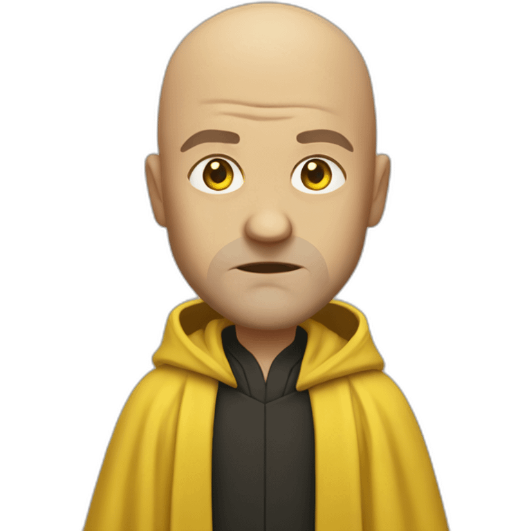 An angry bald man wearing Hufflepuff yellow robe emoji