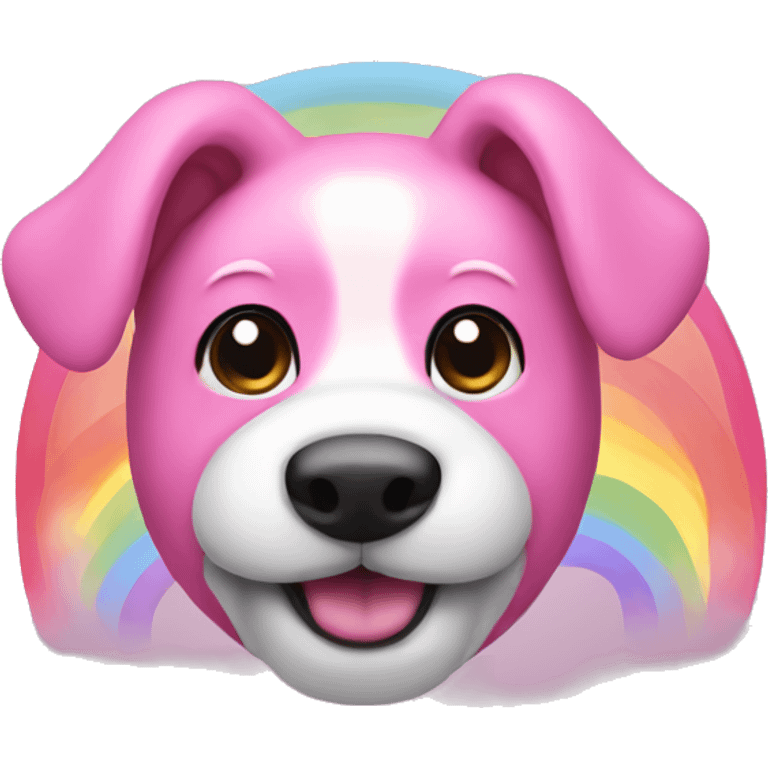 Pink dog with rainbows emoji