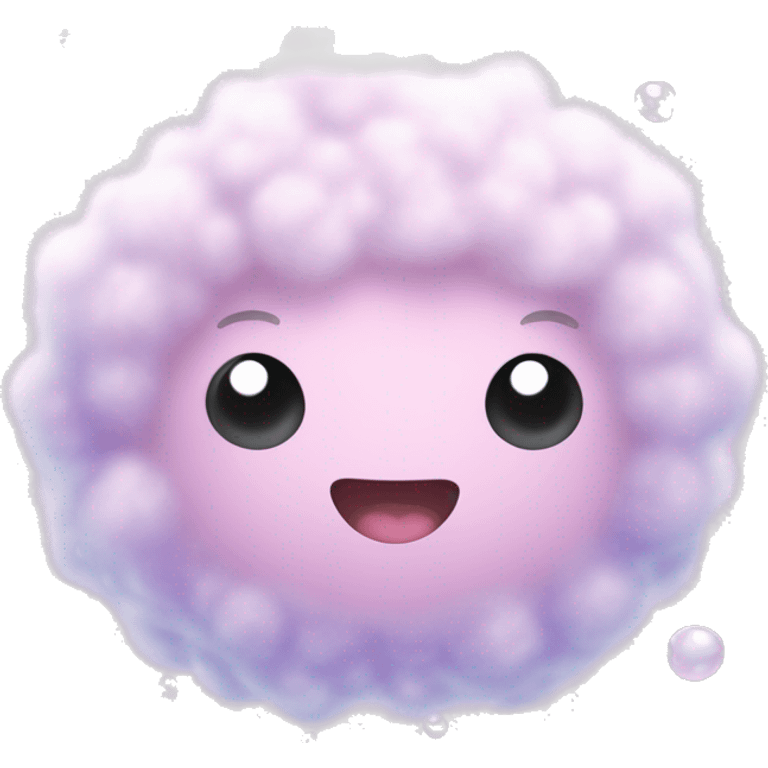 Floating fluffy, sparkling bubbles in pastel pink, white, or lavender. emoji