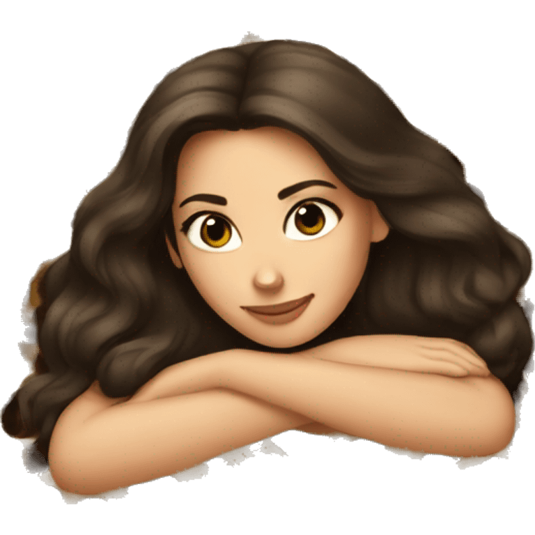 Brunette girl Laying on Leopard blanket  emoji