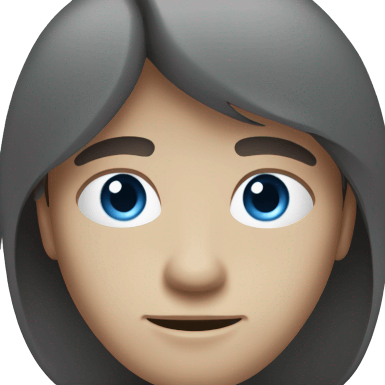 a young frenchman with dark brown hair and blue/grey eyes like 3d emoji artist style emoji