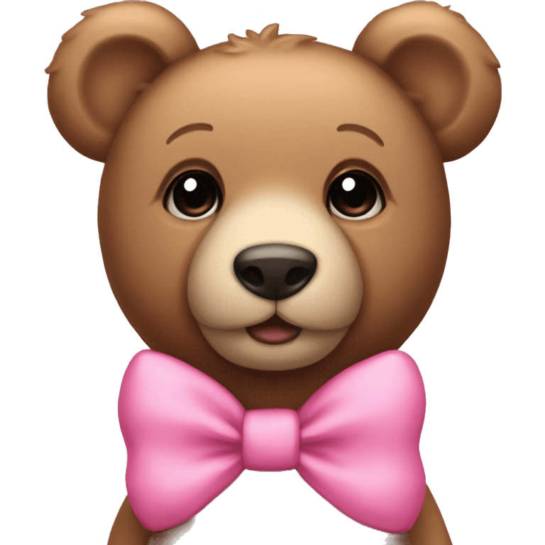 Aesthetic teddy bear wearing a cute pink bow emoji