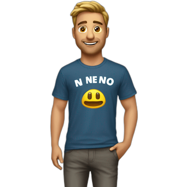 t-shirt with text "N.E.N.N.O" emoji