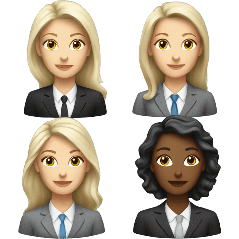 Four white women in business suits emoji