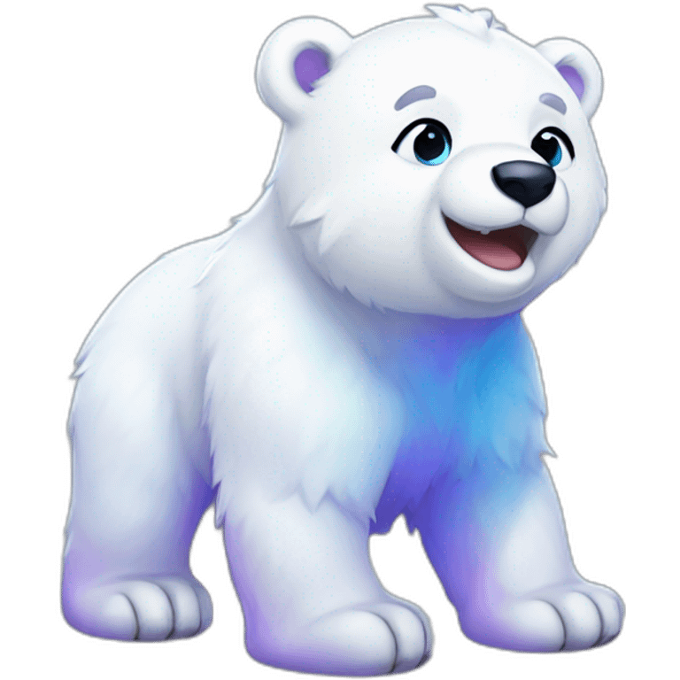 anime polar bear cub with blue and purple highlights and white smile emoji