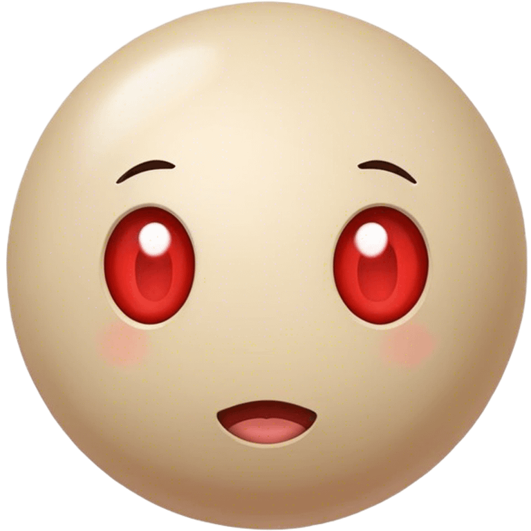 cute beige ball lying with  a small red spot towards viewer emoji