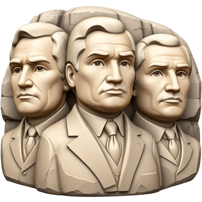 Cinematic Realistic Mount Rushmore Landmark Emoji, showcasing monumental carved presidential faces rendered with crisp textures and dynamic, historical lighting. emoji