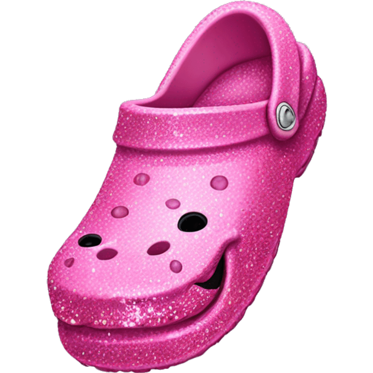 Pink crocs with glitter emoji