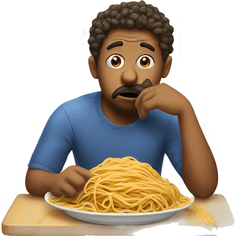 Sad face emoji eating spaghetti  emoji