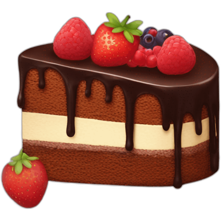 Chocolate cake with fruits and sparkles emoji