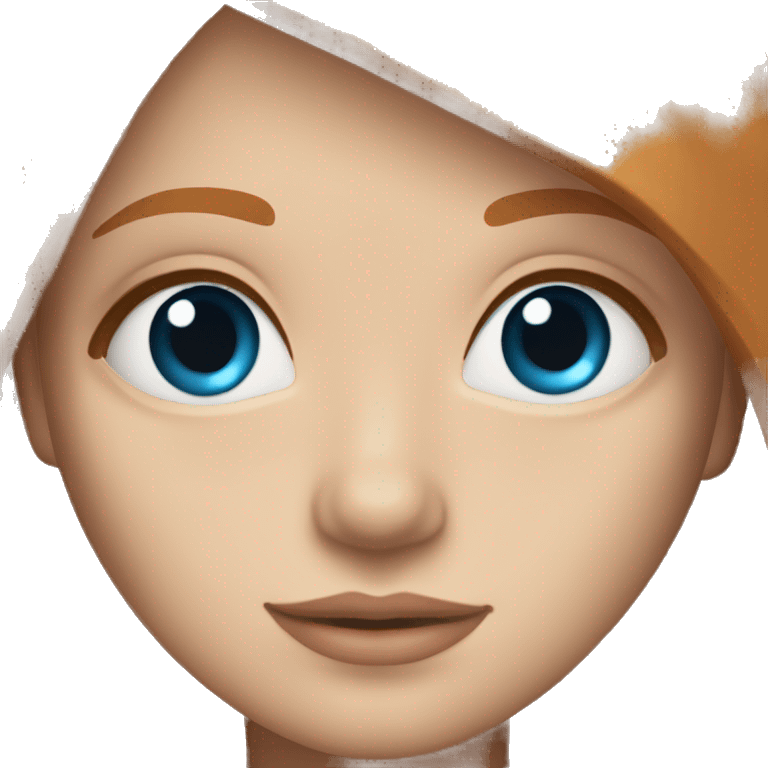 Beautiful girl with long straight ginger hair, ocean blue eyes and long eyelashes emoji