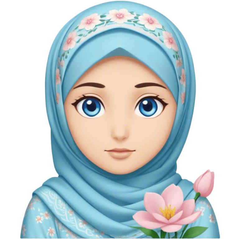 Turkish beautiful finish Konya girl blue eyes with hijab and blooming dress emoji