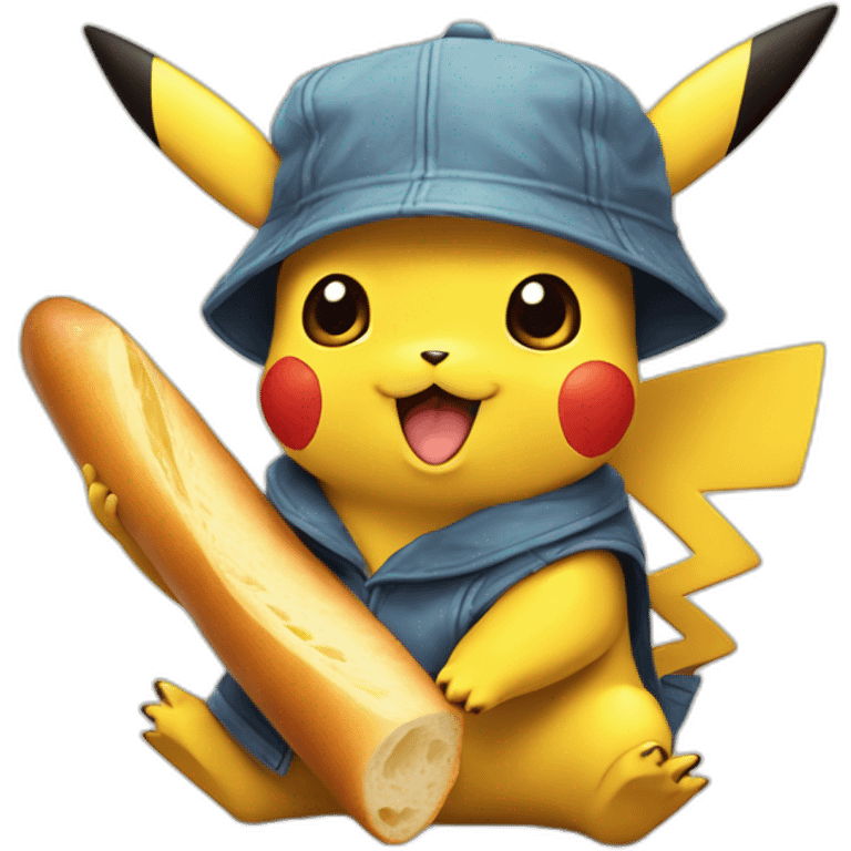 Pikachu avec une baguette de pain emoji