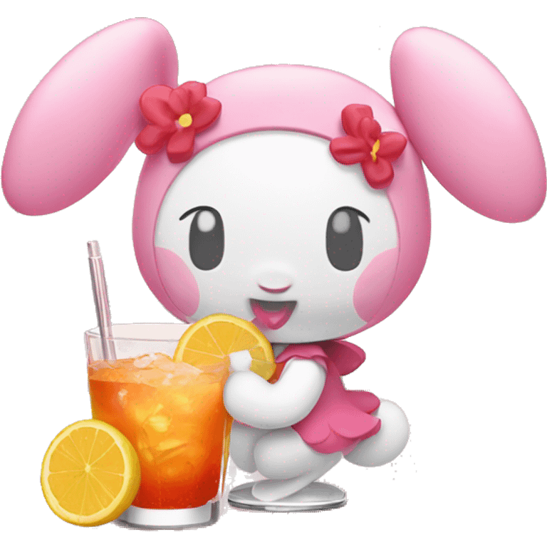 my melody drinking a cocktail emoji