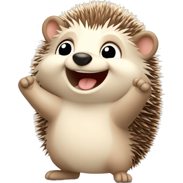 happy cute Hedgehog raising hand emoji